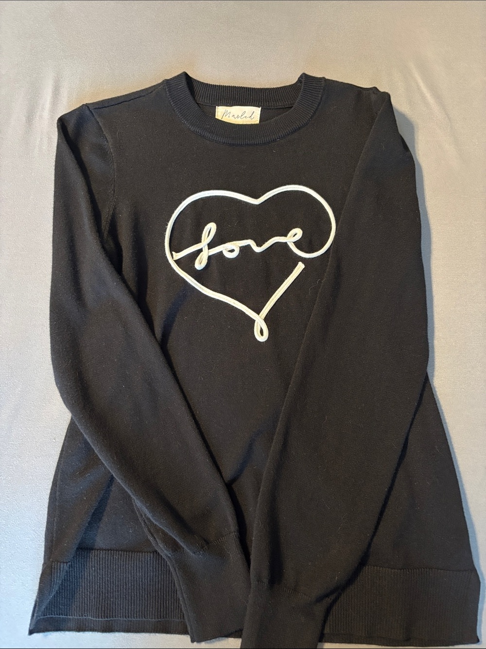 Marled Black Knit Crewneck Sweater